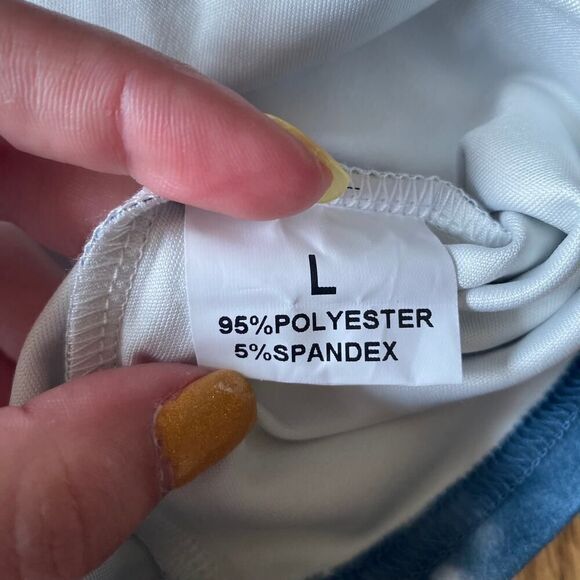 2 Piece Tie Dye Short Sleeve Long Pants Lounge Set Blue Gray Large - Picture 4 of 12